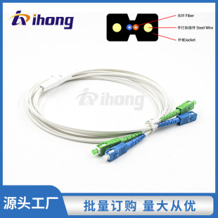 Dual-Core 2.0*3.0mm Indoor Butterfly-Shaped Leather Cable Pre-Made Optical Fiber Patch Cord with Optional Sc/Fc Connectors, Bend-Resistant