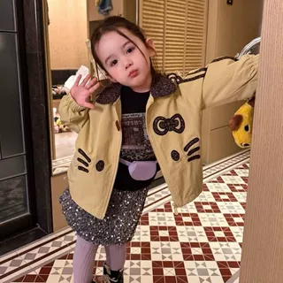 女童外套2026秋季新款儿童韩版卡通KT猫休闲上衣女宝洋气百搭外衣
