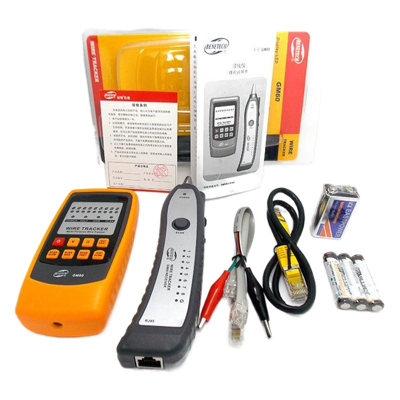 Стандартный интеллект GM60 Cable Finder Тестер сетевого кабеля Тестер телефонной сети кабельной линии Тестер кабеля Детектор кабеля Кабельный тестер