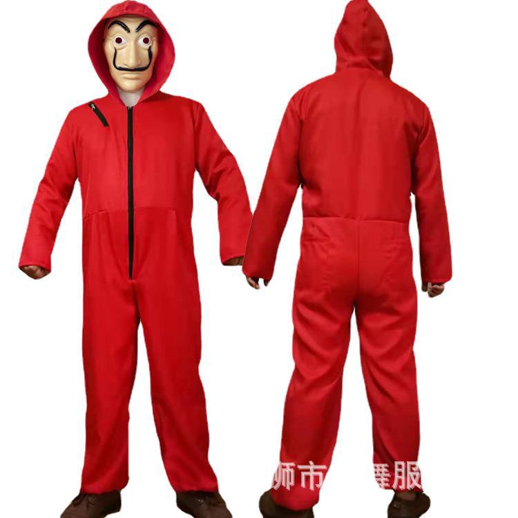Paper Money House cosplay Costume dali dali Costume Red Halloween Clown Costume Paper Money House Mask Spot