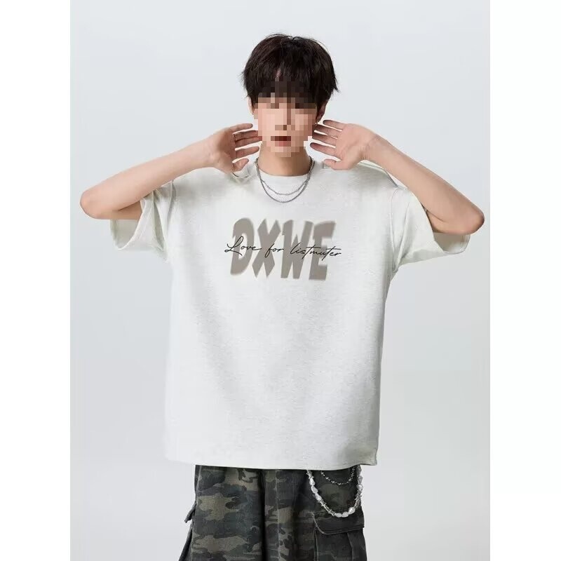 2026 European and American High Street Short-Sleeve T-Shirt for Men, Loose Fit, Trendy Brand, Summer New Style, Bf Lazy Style, Plus Size, Slimming Top 2026 European and American High Street Short-Sleeve T-Shirt for Men, Loose Fit, Trendy Brand, Summer New Style, Bf Lazy Style, Plus Size, Slimming Top