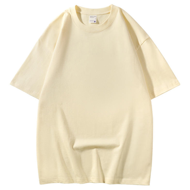 260g de peso pesado, talla europea, algodón suelto, manga corta, cuello redondo, camiseta, ropa de clase, publicidad, camisa cultural, ropa de trabajo, personalización
