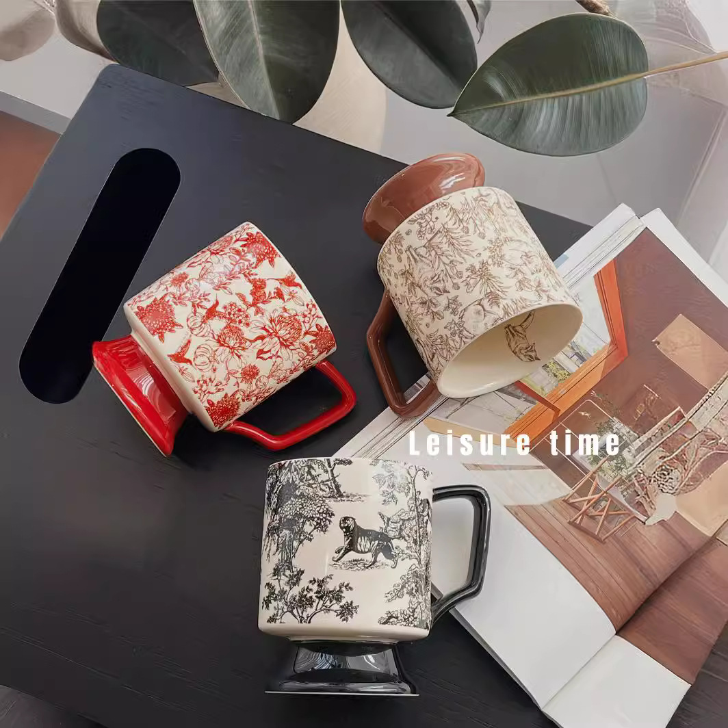 SUREON Taza de té de la tarde Taza de agua Taza de latte Regalo de nicho de estilo medieval