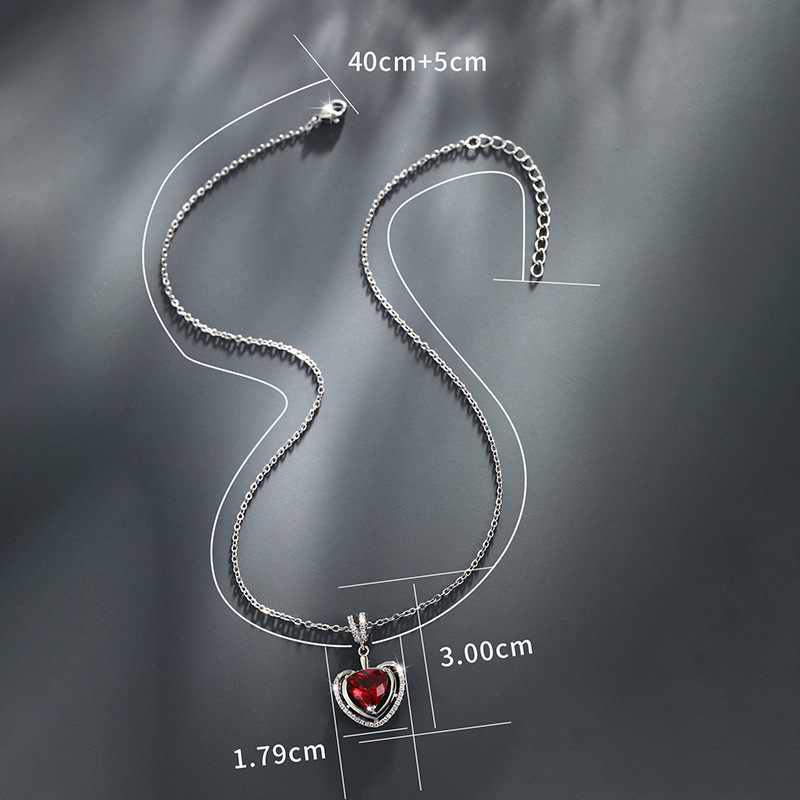 Xupar joyería artificial rubí rojo en forma de corazón colgante hembra Luz de lujo nicho de alto grado amor COLLAR COLGANTE al por mayor