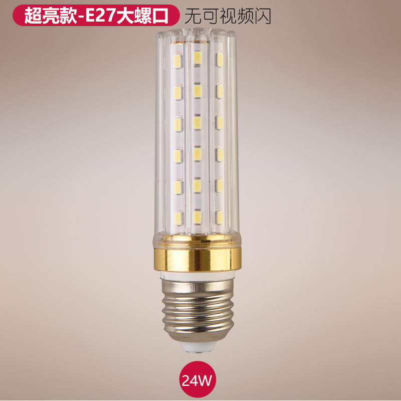 Bombilla de maíz LED E14 pequeño tornillo E27 gran boca araña de cristal vela fuente de luz 12W16W brillante cabeza de luz fuerte
