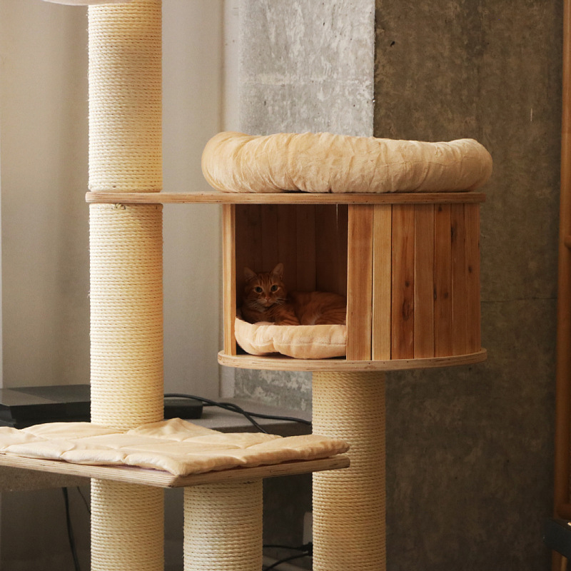 Gran gato agarra la placa no ocupa el suelo árbol gato estante de gato minimalista gran gato nido todo en un árbol gato madera sólida estante de escalada