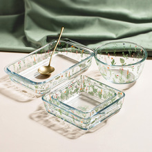 高硼硅玻璃盘碗餐具汤盘烤盘方盘耐高温饭碗家用烘焙水果盘沙拉碗