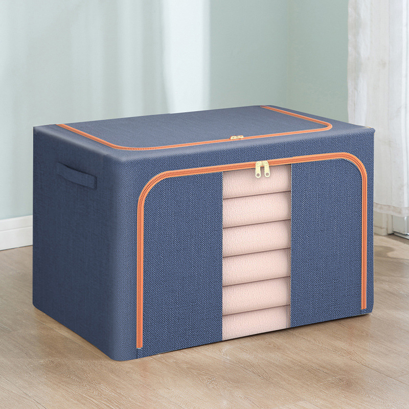 Caja de almacenamiento plegable transparente con marco de acero impermeable para ropa, organizador de almacenamiento para edredones de armario, caja de almacenamiento para mudanzas.