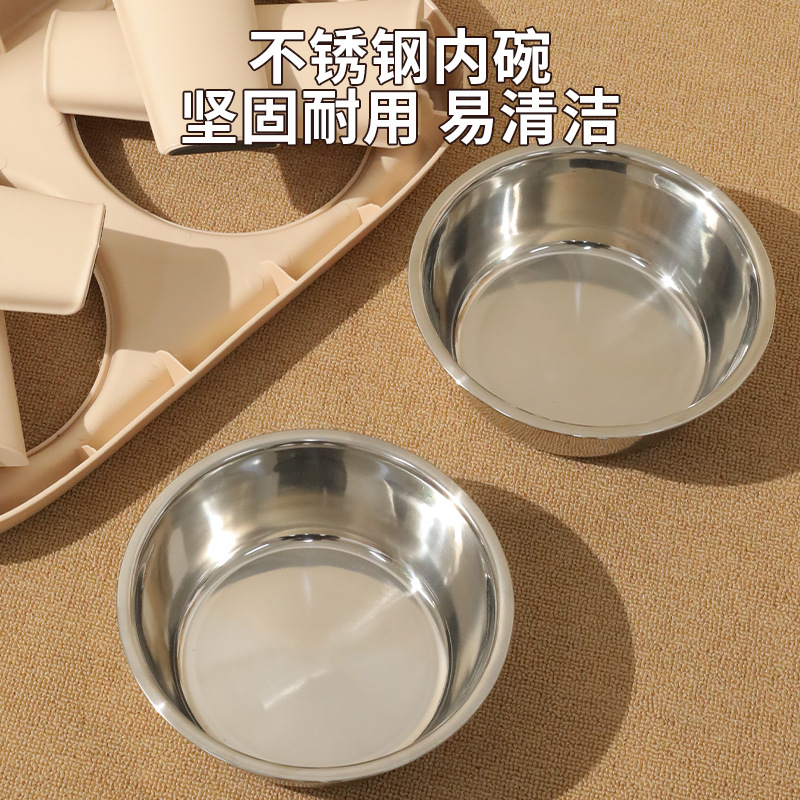 Alimentos de agua para perros plegables elevados doble tazón tazón de acero inoxidable tazón para perros grandes artículos para mascotas al por mayor transfronterizos