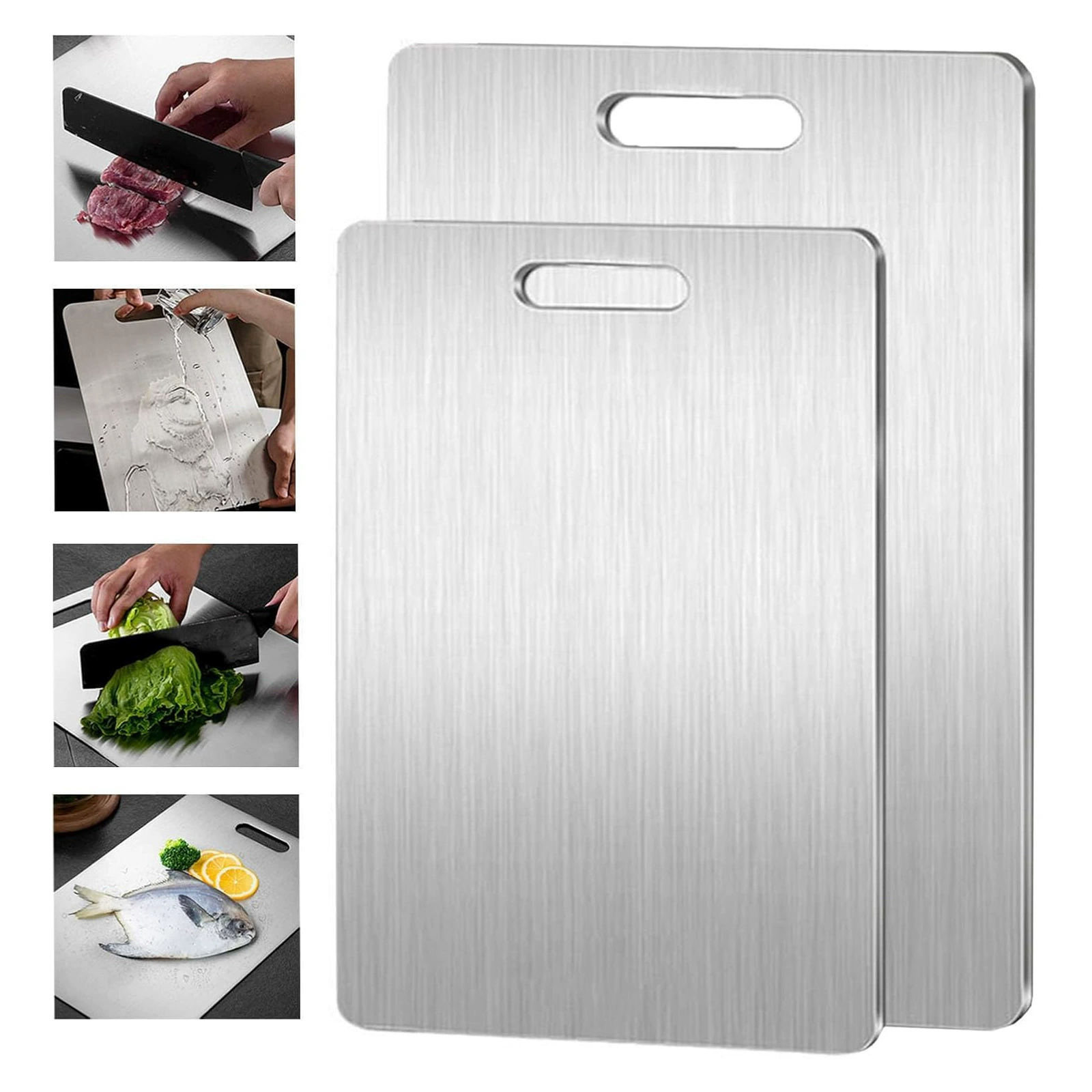 Stainless steel double‑sided antibacterial cutting board, 1,0 mm thickness, multiple sizes
