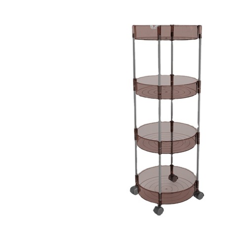 Overflow round kitchen rack floor-standing washbasin storage rack bathroom multi-layer removable wheeled trolley