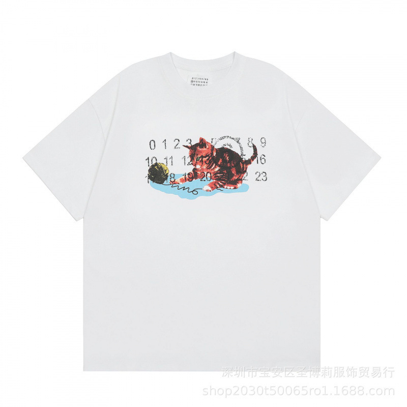 クロスボーダー メゾン マルジェラ マルジェラ デジタル プリント MM6 ピュアコットン 高品質 メンズ Tシャツ レディース 半袖 トレンド|undefined