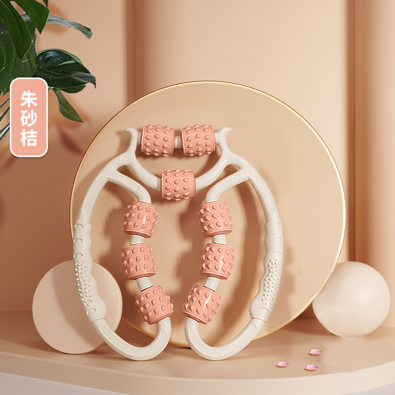 9輪のリングの足を挟む器の清新な美脚ヨガのローラーのすねのマッサージ器の筋肉はリラックスして形のやせている足の神器を作ります。|undefined