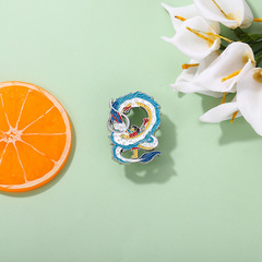 探險勵志動漫周邊烤漆動物胸針白色小龍造型和風徽章衣服個性胸章