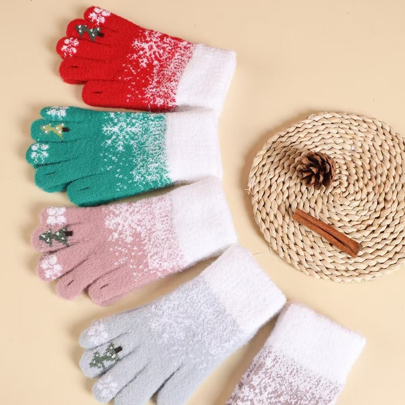 クリスマスの指の手袋のかわいいニットの女性の冬の学生のベルベットは厚くてタッチパネルの冬の防寒保温が国境を越えます。|undefined