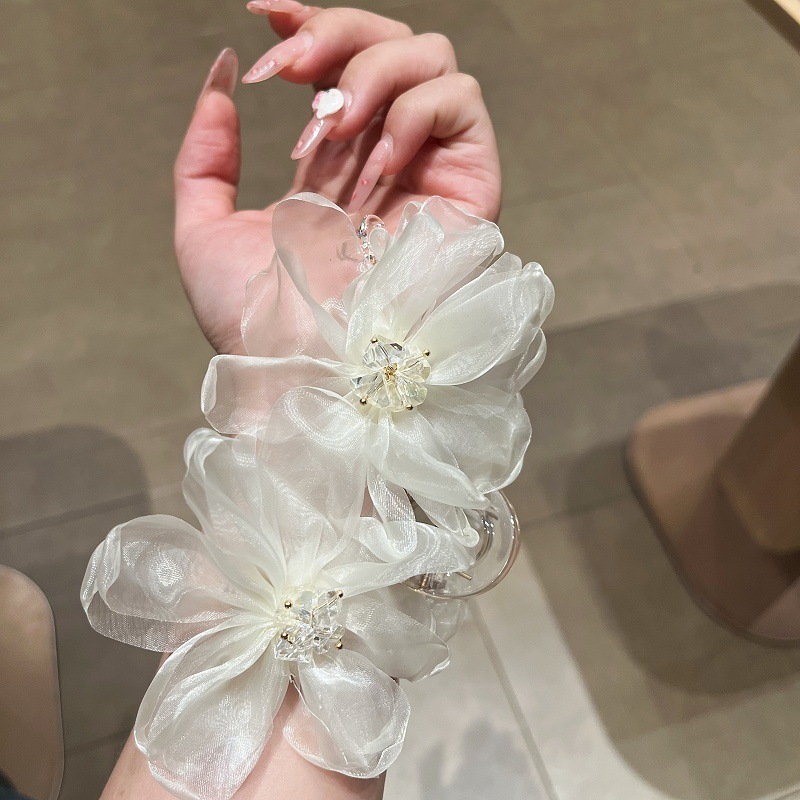 スーパーフェアリーフレンチロマンチックニッチホリデークリップ花びらヘアピン立体メッシュ大輪ヘアアクセサリーヘアピン女性用|undefined