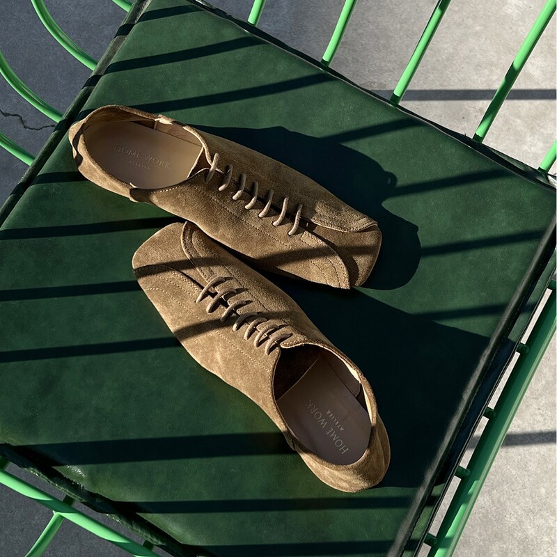 [Ready Stock] 822 Original Designer Handmade Retro Square Toe Two-Wear Lace-Up Shoes Maillard Brown