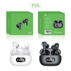 クロスボーダー新型f05ワイヤレスbluetoothイヤホン5.3低遅延ロング航続twsスマートledデジタル表示スポーツイヤホン