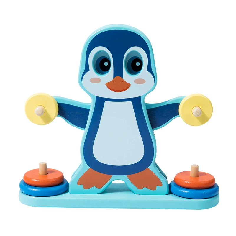 Table constructor, interactive action game, wooden toy, pinguin, teaches balance, early education