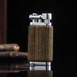 新品绿檀木烟斗砂轮斜火时尚创意个性充气烟具批发男士打火机礼物