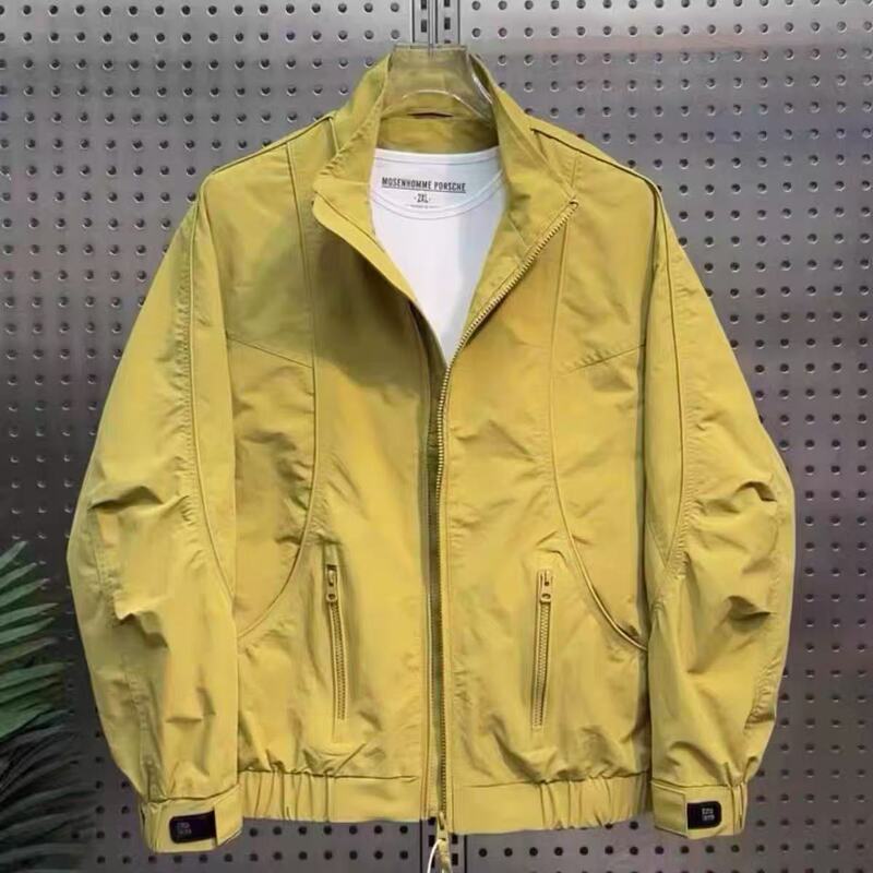 American-style patchwork stand-up collar jacket for men, autumn high-end fashion versatile outdoor windproof casual sports top