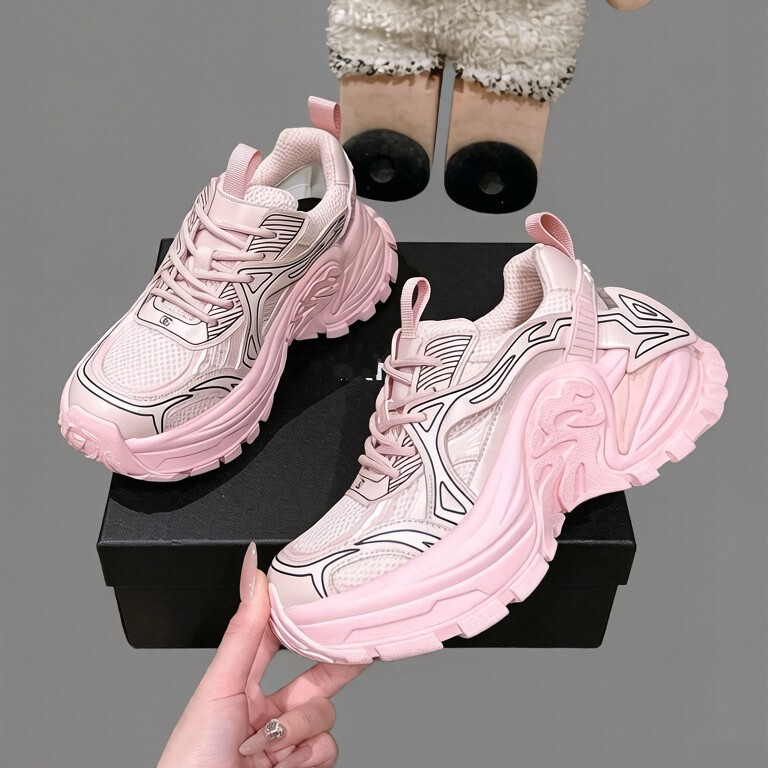 26 New Model Mecha Silver Dad Shoes with Thick Soles, Height-Increasing, Ultra-Soft Casual Running Shoes, Breathable Mesh Sports Shoes 26 New Model Mecha Silver Dad Shoes with Thick Soles, Height-Increasing, Ultra-Soft Casual Running Shoes, Breathable Mesh Sports Shoes
