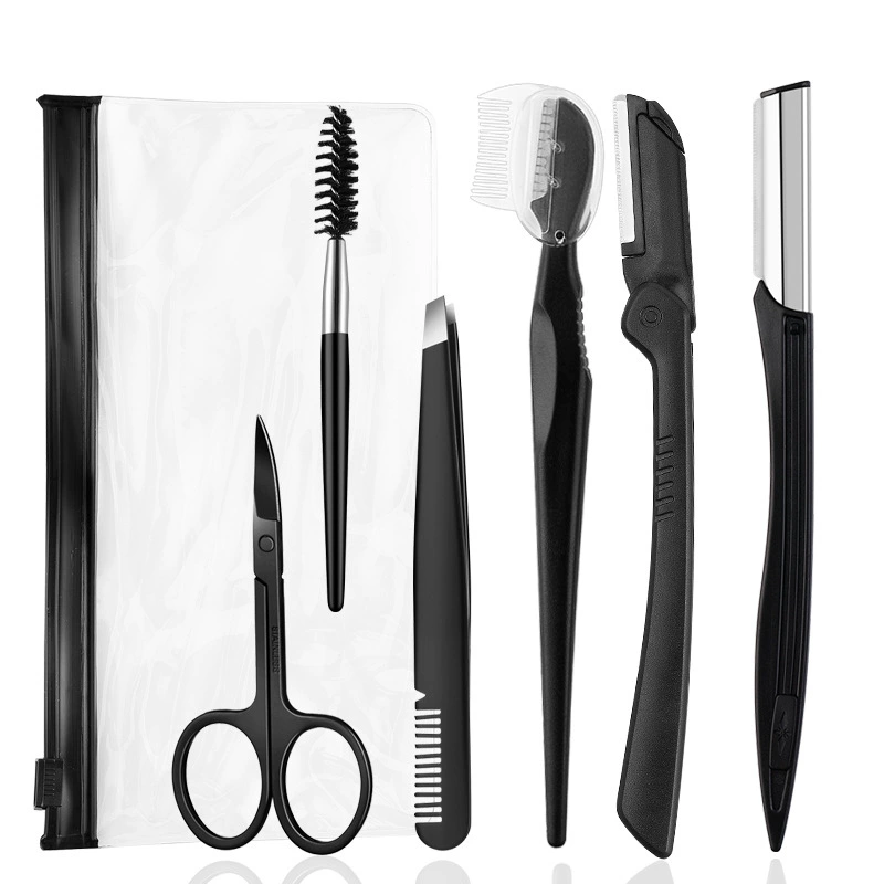Eyebrow Trimming Kit, multi-piece grooming set with anti-scratch trimmer & precision tweezers