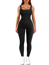 Q 46507 Ribbed Square Neck Yoga Bodysuit �ݼy���I�B�w��