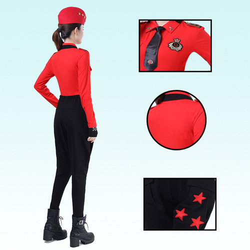 Sailor dance costume new women's suit spring and autumn new pure cotton lapel slim long-sleeved square dance performance costume