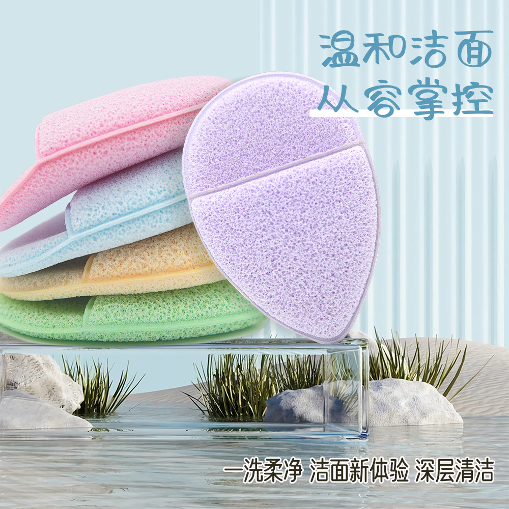 Gloves-style facial cleansing pad for deep cleaning, makeup removal, and mud mask specifically designed to expand in water, become soft and gentle, and have hydrophilic properties for face washing.