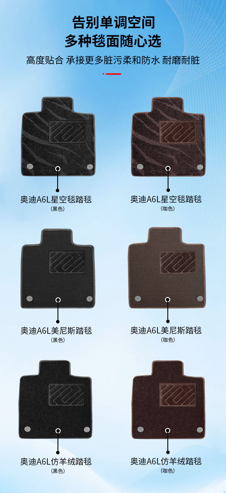 Suitable for Audi A6L Floor Mats, Full Coverage for 25 Models of Audi A6L Cars, Original Car Color Double-Layer Tpe Floor Mats
