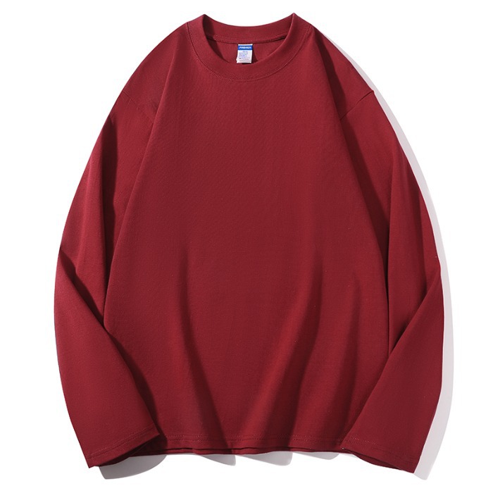 三本針！長く洗っても形が変わらない！300gの厚手純綿ホワイト長袖Tシャツ レディース ゆったり着痩せ効果あり メンズにも使えるインナー