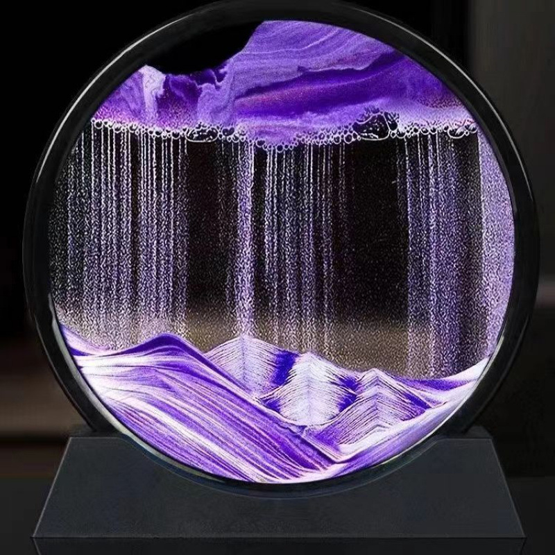 12inch 블랙 프레임 퍼플 [강화유리+베이스] 선물박스