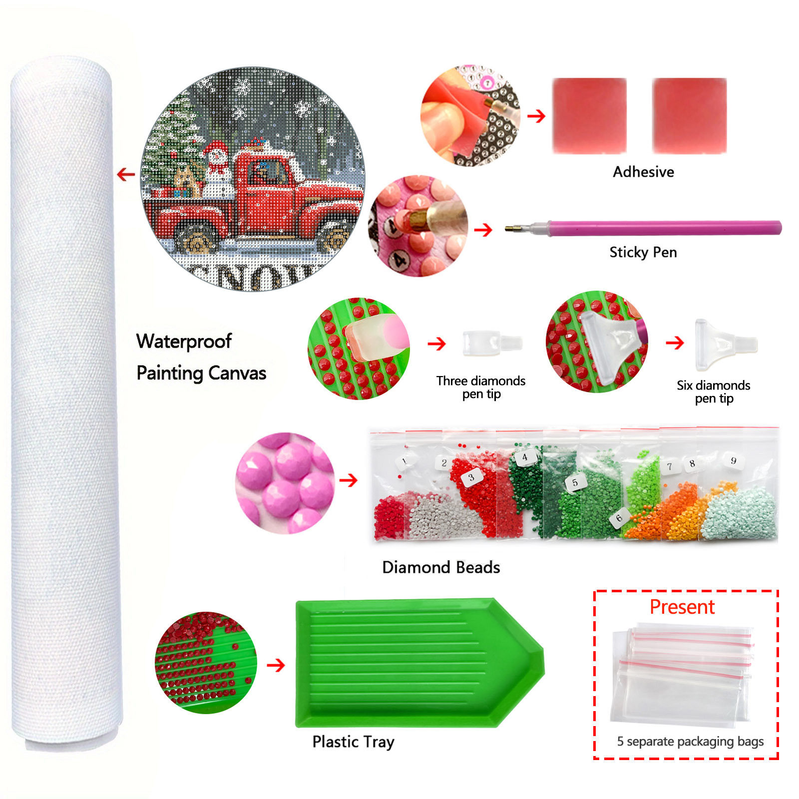 Pegatinas hechas a mano pintura de diamantes nuevo muñeco de nieve de Navidad coche niños pintura adhesiva de resina de alta calidad artefacto de descompresión de bricolaje