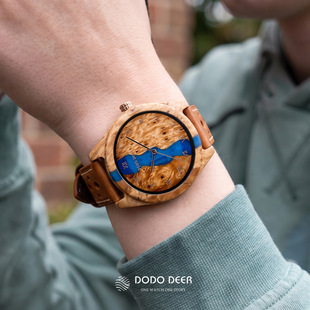 DODO DEER �¿���ʿ��֬ľ�킀��ľ�|�ֱ��ײ���Ƥ�펧wood watch