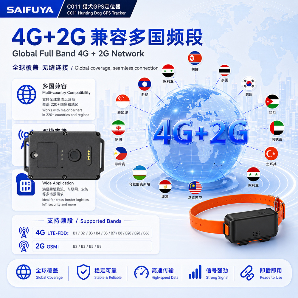 Pet GPS tracker for large猎犬，防丢设备，海外国际通用版，谷哥多语言大容量。