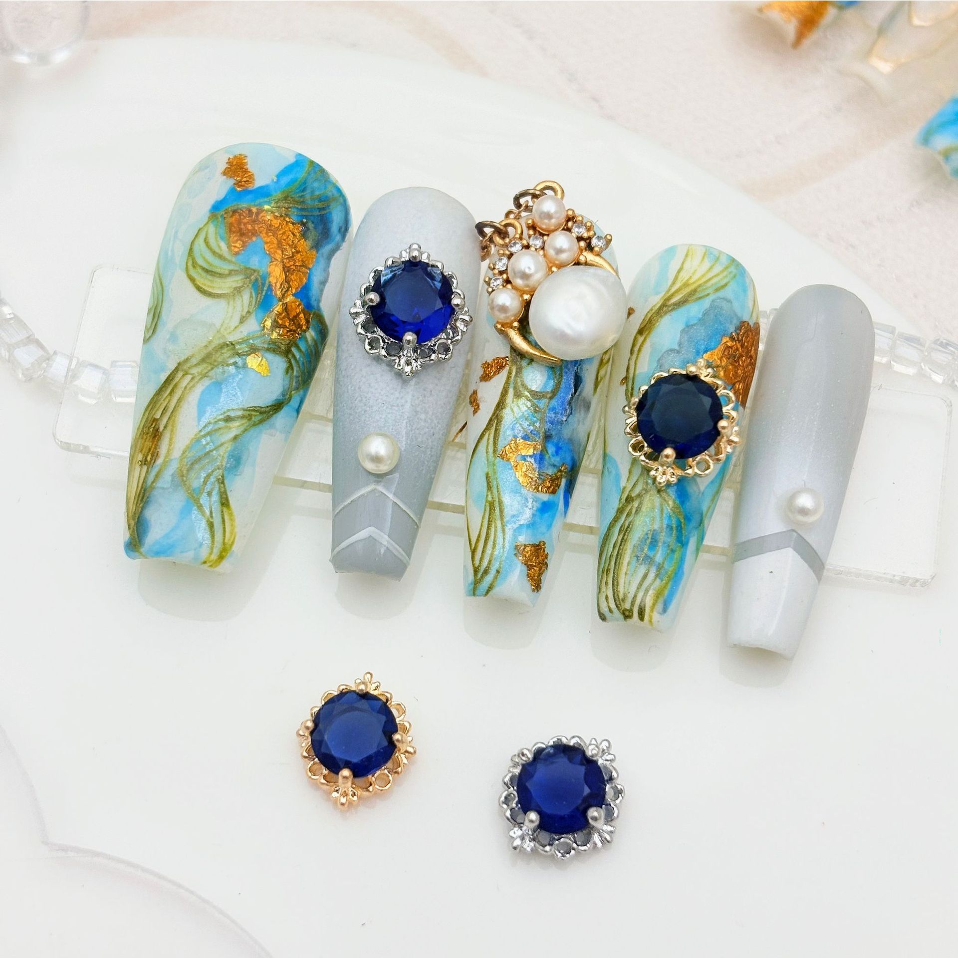Retro ronda circonio uñas joyería uñas diamante joyería DIY uñas pegatina circón único retro circón fábrica lote