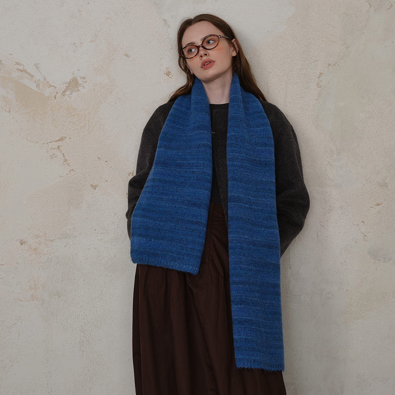 日韩复古渐变羊毛混纺针织围巾男女秋冬季软糯保暖搭配毛线围脖