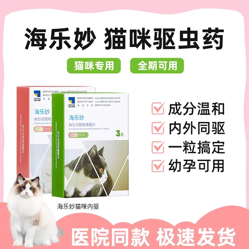 Хай Ле Мяо кот внутри и снаружи тела круглые черви становятся домашними животными