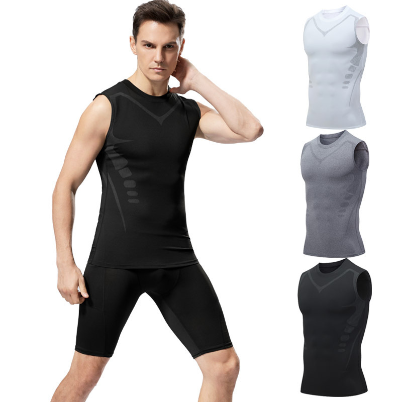 Printed vest men's running quick-drying clothes stretch basketball training clothes fitness track and field sports sleeveless bottoming clothes Printed vest men's running quick-drying clothes stretch basketball training clothes fitness track and field sports sleeveless bottoming clothes