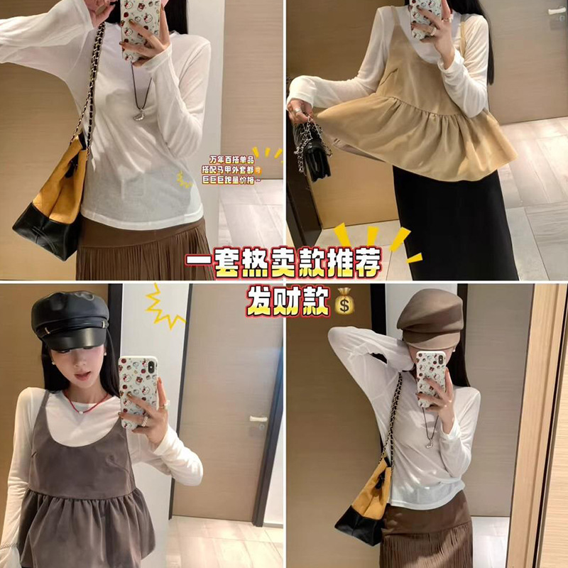 十三行2025新款韩系叠穿背心百搭显瘦打底衫时尚两件套女装上衣潮|undefined