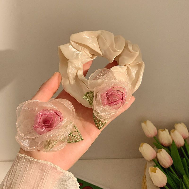 Elastico per capelli a rosa in mesh - accessorio donna stile fiabesco_voghion.com