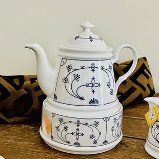 Blue and White Porcelain Alcohol Stove Blue European Style Vintage Coffee Pot Export Ceramic Cold Water Bottle Household Warm Wine Pot Blue Crochet Pot