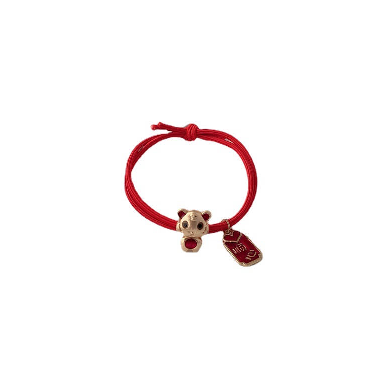 Cuerdas de cabeza metálicas rojas de alta elasticidad cabello anillo de cabello pulsera de mujer doble uso nuevo atado cabello correa joyas para la cabeza
