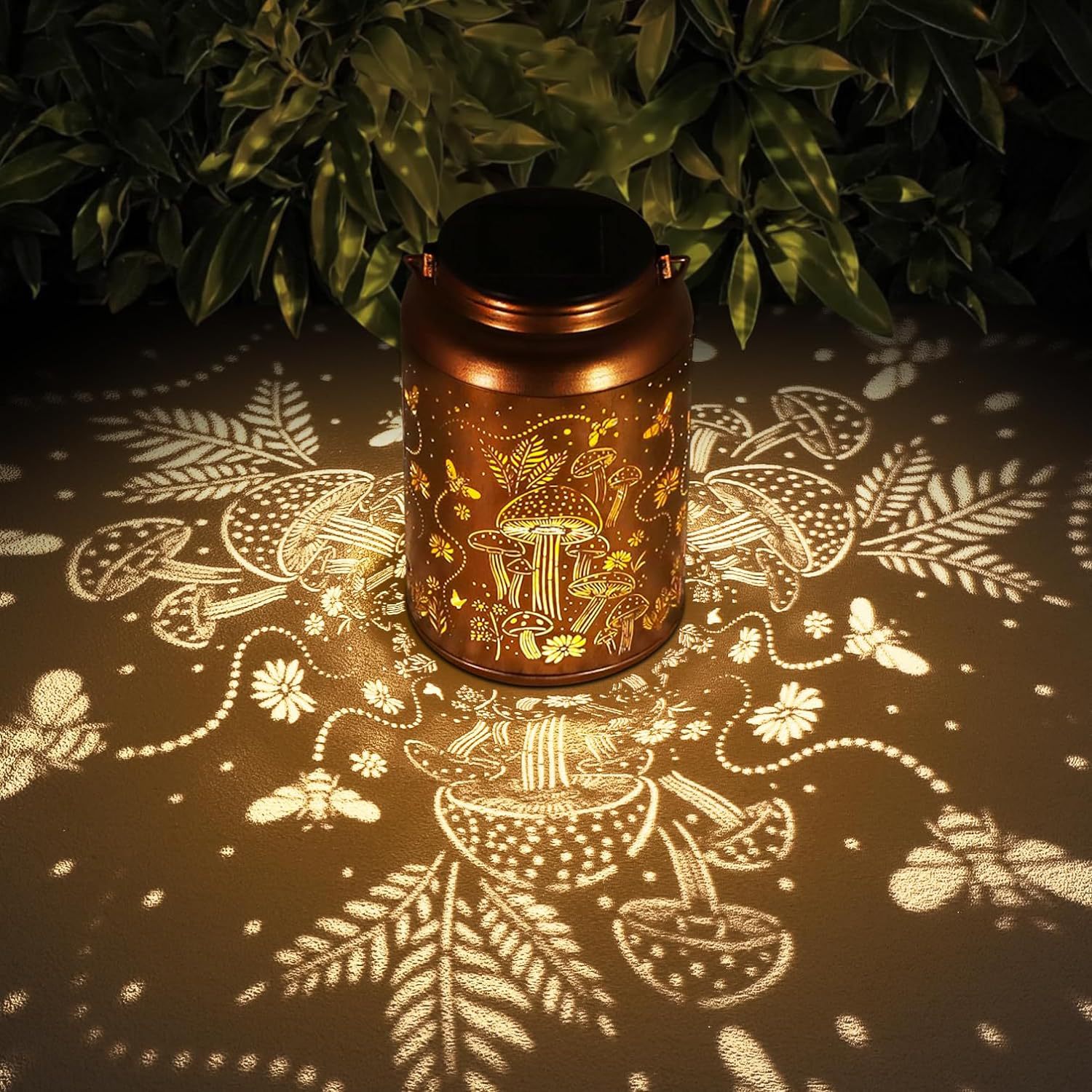 태양 빛 야외 방수 꿀벌 버섯 장식 선물 여성 엄마 매달려 태양 빛 야외 금속 LED