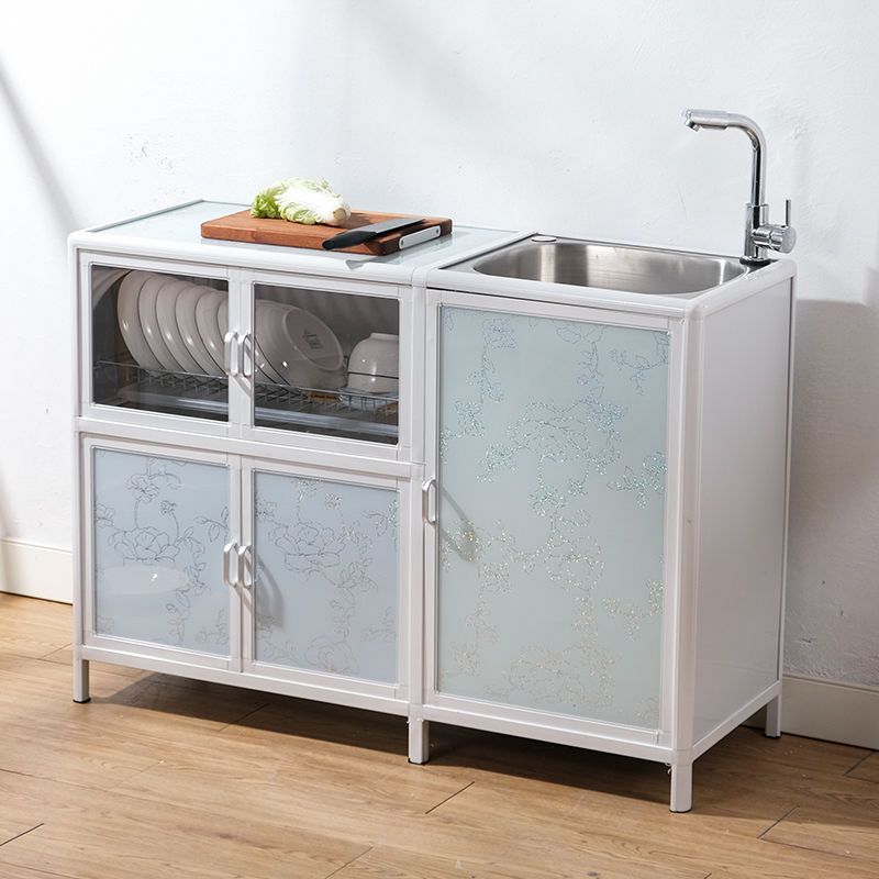 Simple Cabinet Home Kitchen Cabinet Rental Stove Cabinet Cupboard Assembly Tableware Storage Stainless Steel Sink Cabinet
