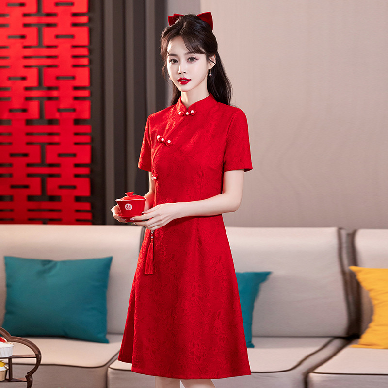Summer elegant retro fitted lightweight cheongsam