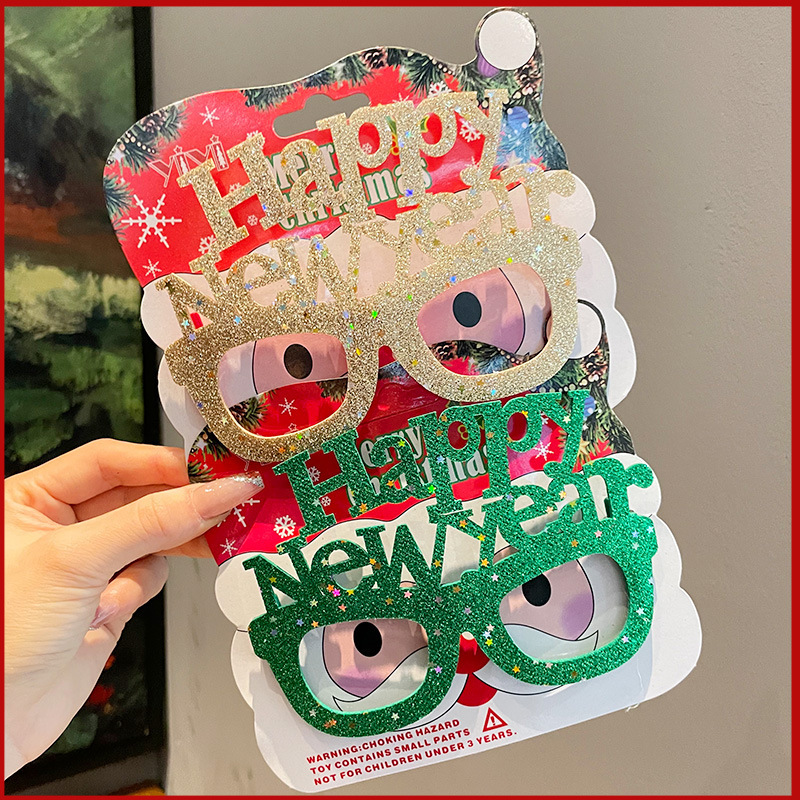 Nuevo marco de gafas de plástico feliz navidad para adultos y niños fiesta de disfraces accesorios de Navidad al por mayor