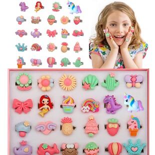Cross-border Amazon Hot Sale Children Cartoon Frosted Ring Adjustable Size 24 Mei Boxed Girl Dress Up Ring