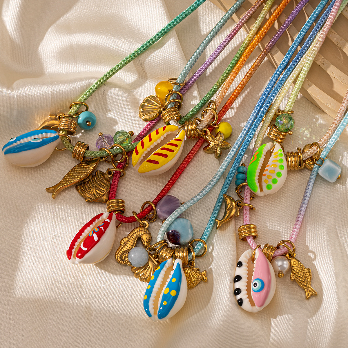 TENA Europa y los Estados Unidos de playa concha de mariscos colgante ligero lujo nicho universal colorido tejido collar joyería